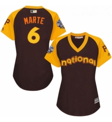Womens Majestic Pittsburgh Pirates 6 Starling Marte Authentic Brown 2016 All Star National League BP Cool Base MLB Jersey Womens Majestic Pittsburgh Pirates 6 Starling Marte Authentic Brown 2016 All Star National League BP Cool Base MLB Jersey
