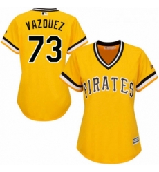 Womens Majestic Pittsburgh Pirates 73 Felipe Vazquez Authentic Gold Alternate Cool Base MLB Jersey Womens Majestic Pittsburgh Pirates 73 Felipe Vazquez Authentic Gold Alternate Cool Base MLB Jersey