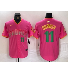 Men San Diego Padres 11 Yu Darvish Pink Cool Base Stitched Baseball Jersey 3 Men San Diego Padres 11 Yu Darvish Pink Cool Base Stitched Baseball Jersey 3