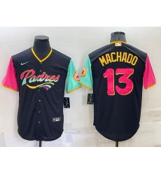 Men San Diego Padres 13 Manny Machado 2022 Black City Connect Cool Base Stitched Jersey Men San Diego Padres 13 Manny Machado 2022 Black City Connect Cool Base Stitched Jersey