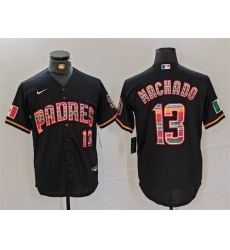Men San Diego Padres 13 Manny Machado Black Mexico Cool Base Stitched Baseball Jersey Men San Diego Padres 13 Manny Machado Black Mexico Cool Base Stitched Baseball Jersey