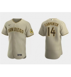 Men San Diego Padres 14 Matt Carpenter Tan Flex Base Stitched Baseball Jersey Men San Diego Padres 14 Matt Carpenter Tan Flex Base Stitched Baseball Jersey