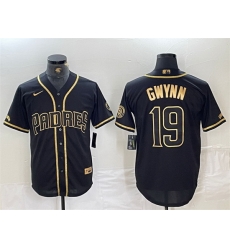 Men San Diego Padres 19 Tony Gwynn Black Gold With Patch Cool Base Stitched Baseball Jersey Men San Diego Padres 19 Tony Gwynn Black Gold With Patch Cool Base Stitched Baseball Jersey
