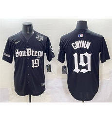 Men San Diego Padres 19 Tony Gwynn Black Gothic Edition Vapor Limited Stitched Baseball Jersey Men San Diego Padres 19 Tony Gwynn Black Gothic Edition Vapor Limited Stitched Baseball Jersey