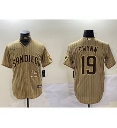 Men San Diego Padres 19 Tony Gwynn Tan Cool Base Stitched Baseball Jersey 2 Men San Diego Padres 19 Tony Gwynn Tan Cool Base Stitched Baseball Jersey 2