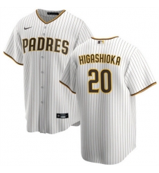 Men San Diego Padres 20 Kyle Higashioka White Cool Base Stitched Baseball Jersey Men San Diego Padres 20 Kyle Higashioka White Cool Base Stitched Baseball Jersey