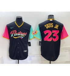 Men San Diego Padres 23 Fernando Tatis Jr 2022 Black City Connect Cool Base Stitched Jersey Men San Diego Padres 23 Fernando Tatis Jr 2022 Black City Connect Cool Base Stitched Jersey