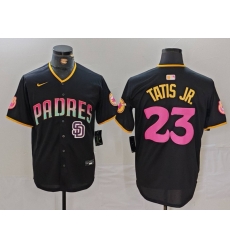Men San Diego Padres 23 Fernando Tatis Jr Black Cool Base Stitched Baseball Jersey 6 Men San Diego Padres 23 Fernando Tatis Jr Black Cool Base Stitched Baseball Jersey 6