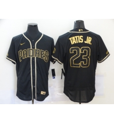 Men San Diego Padres 23 Fernando Tatis Jr Black Gold Nike Flexbase Jersey Men San Diego Padres 23 Fernando Tatis Jr Black Gold Nike Flexbase Jersey