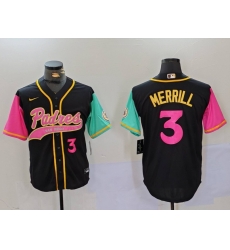 Men San Diego Padres 3 Jackson Merrill Black Cool Base Stitched Baseball Jersey 1 Men San Diego Padres 3 Jackson Merrill Black Cool Base Stitched Baseball Jersey 1