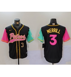 Men San Diego Padres 3 Jackson Merrill Black Cool Base Stitched Baseball Jersey 8 Men San Diego Padres 3 Jackson Merrill Black Cool Base Stitched Baseball Jersey 8