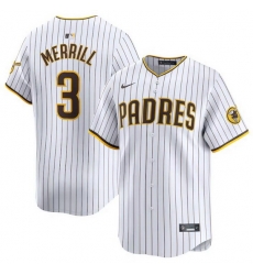 Men San Diego Padres 3 Jackson Merrill White 2024 Home Limited Stitched Baseball Jersey Men San Diego Padres 3 Jackson Merrill White 2024 Home Limited Stitched Baseball Jersey