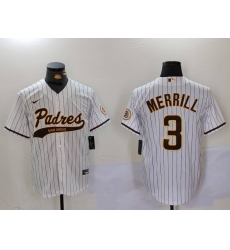 Men San Diego Padres 3 Jackson Merrill White Cool Base Stitched Baseball Jersey 023 Men San Diego Padres 3 Jackson Merrill White Cool Base Stitched Baseball Jersey 023