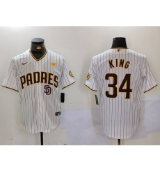 Men San Diego Padres 34 Michael King White With PS Patch Cool Base Stitched Men San Diego Padres 34 Michael King White With PS Patch Cool Base Stitched