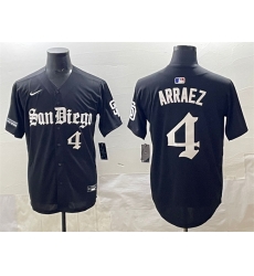 Men San Diego Padres 4 Luis Arraez Black Gothic Edition Vapor Limited Stitched Baseball Jersey Men San Diego Padres 4 Luis Arraez Black Gothic Edition Vapor Limited Stitched Baseball Jersey