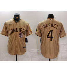 Men San Diego Padres 4 Luis Arraez Tan Cool Base Stitched Baseball Jersey 2 Men San Diego Padres 4 Luis Arraez Tan Cool Base Stitched Baseball Jersey 2