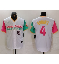 Men San Diego Padres 4 Luis Arraez White City Connect Cool Base Stitched Baseball Jersey 1 Men San Diego Padres 4 Luis Arraez White City Connect Cool Base Stitched Baseball Jersey 1