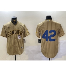 Men San Diego Padres 42 Jackie Robinson Tan Cool Base Stitched Baseball Jersey 1 Men San Diego Padres 42 Jackie Robinson Tan Cool Base Stitched Baseball Jersey 1