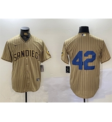 Men San Diego Padres 42 Jackie Robinson Tan Cool Base Stitched Baseball Jersey Men San Diego Padres 42 Jackie Robinson Tan Cool Base Stitched Baseball Jersey