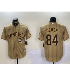 Men San Diego Padres 84 Dylan Cease Tan Cool Base Stitched Baseball Jersey 2 Men San Diego Padres 84 Dylan Cease Tan Cool Base Stitched Baseball Jersey 2