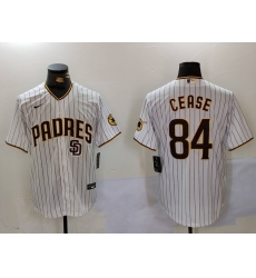 Men San Diego Padres 84 Dylan Cease White Cool Base Stitched Baseball Jersey 2 Men San Diego Padres 84 Dylan Cease White Cool Base Stitched Baseball Jersey 2