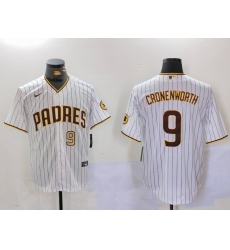 Men San Diego Padres 9 Jake Cronenworth White Cool Base Stitched Baseball Jersey Men San Diego Padres 9 Jake Cronenworth White Cool Base Stitched Baseball Jersey