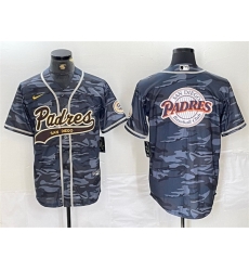 Men San Diego Padres Gray Camo Team Big Logo Cool Base Stitched Baseball Jersey 4 Men San Diego Padres Gray Camo Team Big Logo Cool Base Stitched Baseball Jersey 4