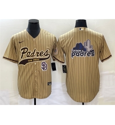Men San Diego Padres Tan Big Logo In Back Cool Base Stitched Baseball Jersey Men San Diego Padres Tan Big Logo In Back Cool Base Stitched Baseball Jersey