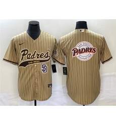 Men San Diego Padres TanTeam Big Logo In Back Cool Base With Patch Stitched Baseball Jersey Men San Diego Padres TanTeam Big Logo In Back Cool Base With Patch Stitched Baseball Jersey