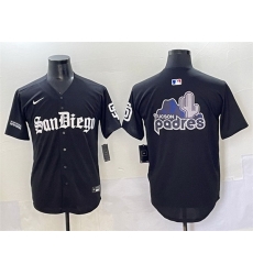 Men San Diego Padres Team Big Logo Black Gothic Edition Vapor Limited Stitched Baseball Jersey Men San Diego Padres Team Big Logo Black Gothic Edition Vapor Limited Stitched Baseball Jersey