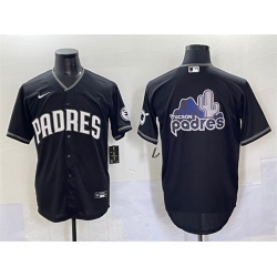 Men San Diego Padres Team Big Logo Black Stitched Baseball Jersey