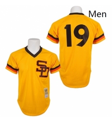 Mens Mitchell and Ness 1982 San Diego Padres 19 Tony Gwynn Authentic Gold Throwback MLB Jersey Mens Mitchell and Ness 1982 San Diego Padres 19 Tony Gwynn Authentic Gold Throwback MLB Jersey