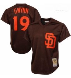 Mens Mitchell and Ness 1985 San Diego Padres 19 Tony Gwynn Replica Brown Throwback MLB Jersey Mens Mitchell and Ness 1985 San Diego Padres 19 Tony Gwynn Replica Brown Throwback MLB Jersey
