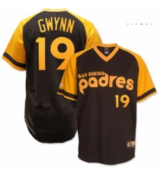Mens Mitchell and Ness San Diego Padres 19 Tony Gwynn Replica Brown Throwback MLB Jersey Mens Mitchell and Ness San Diego Padres 19 Tony Gwynn Replica Brown Throwback MLB Jersey