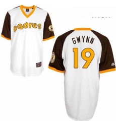 Mens Mitchell and Ness San Diego Padres 19 Tony Gwynn Replica White Throwback MLB Jersey Mens Mitchell and Ness San Diego Padres 19 Tony Gwynn Replica White Throwback MLB Jersey