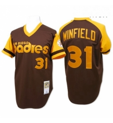 Mens Mitchell and Ness San Diego Padres 31 Dave Winfield Authentic Brown Throwback MLB Jersey Mens Mitchell and Ness San Diego Padres 31 Dave Winfield Authentic Brown Throwback MLB Jersey