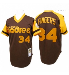 Mens Mitchell and Ness San Diego Padres 34 Rollie Fingers Authentic Brown Throwback MLB Jersey Mens Mitchell and Ness San Diego Padres 34 Rollie Fingers Authentic Brown Throwback MLB Jersey
