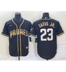Men's San Diego Padres #23 Fernando Tatis Jr Black 2021 Golden Edition Stitched Cool Base Nike Jersey Men's San Diego Padres #23 Fernando Tatis Jr Black 2021 Golden Edition Stitched Cool Base Nike Jersey
