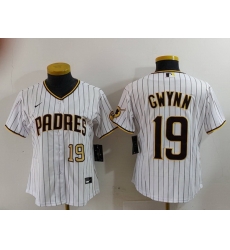 Women San Diego Padres 19 19 Tony Gwynn White With PS Patch Cool Base Stitched Baseball Jersey 2 Women San Diego Padres 19 19 Tony Gwynn White With PS Patch Cool Base Stitched Baseball Jersey 2
