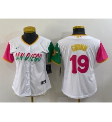 Women San Diego Padres 19 Tony Gwynn 2022 White City Connect Cool Base Stitched Baseball Jersey Women San Diego Padres 19 Tony Gwynn 2022 White City Connect Cool Base Stitched Baseball Jersey