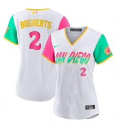 Women San Diego Padres 2 Xander Bogaerts 2022 White City Connect Stitched Baseball Jerseys Women San Diego Padres 2 Xander Bogaerts 2022 White City Connect Stitched Baseball Jerseys
