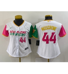 Women San Diego Padres 44 Joe Musgrove 2022 White City Connect Cool Base Stitched Baseball Jersey 1 Women San Diego Padres 44 Joe Musgrove 2022 White City Connect Cool Base Stitched Baseball Jersey 1