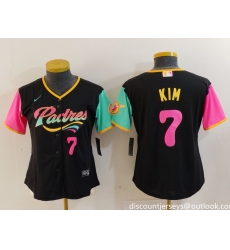 Women San Diego Padres 7 Ha Seong Kim Black City Connect Stitched Baseball Jersey 2 Women San Diego Padres 7 Ha Seong Kim Black City Connect Stitched Baseball Jersey 2