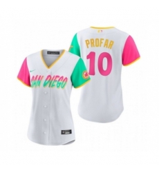 Women's San Diego Padres #10 Jurickson Profar White 2022 City Connect Cool Base Stitched Baseball Jersey Women's San Diego Padres #10 Jurickson Profar White 2022 City Connect Cool Base Stitched Baseball Jersey