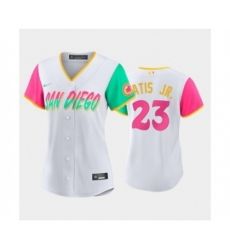 Women's San Diego Padres #23 Fernando Tatis Jr. White 2022 City Connect Cool Base Stitched Baseball Jersey Women's San Diego Padres #23 Fernando Tatis Jr. White 2022 City Connect Cool Base Stitched Baseball Jersey