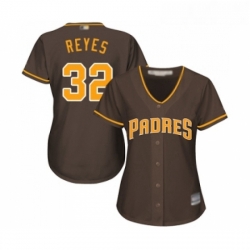 Womens San Diego Padres 32 Franmil Reyes Replica Brown Alternate Cool Base Baseball Jersey 