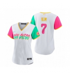 Women's San Diego Padres #7 Ha Seong Kim White 2022 City Connect Cool Base Stitched Baseball Jersey Women's San Diego Padres #7 Ha Seong Kim White 2022 City Connect Cool Base Stitched Baseball Jersey