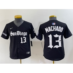 Youth San Diego Padres 13 Manny Machado Black Gothic Edition Vapor Limited Stitched Baseball Jersey