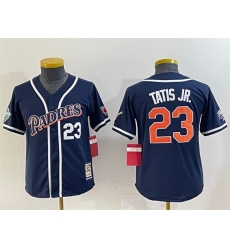 Youth San Diego Padres 23 Fernando Tatis Jr Navy Throwback With Patch Stitched Baseball Jersey Youth San Diego Padres 23 Fernando Tatis Jr Navy Throwback With Patch Stitched Baseball Jersey