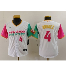 Youth San Diego Padres 4 Luis Arraez White City Connect Stitched Baseball Jersey 5 Youth San Diego Padres 4 Luis Arraez White City Connect Stitched Baseball Jersey 5